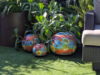 Spheres Garden Decor & Yard Art | Ceramic Talavera Pottery Home Decor, 3 Spheres Handmade in Mexico