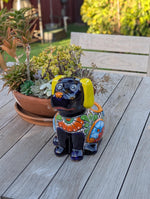 Talavera Dog Flower Pot for Outdoor Decor or Garden Decorations, Planter Pot is Handmade Mexican Pottery, great as Cute Dog Lover Gifts