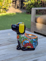Talavera Dog Flower Pot for Outdoor Decor or Garden Decorations, Planter Pot is Handmade Mexican Pottery, great as Cute Dog Lover Gifts