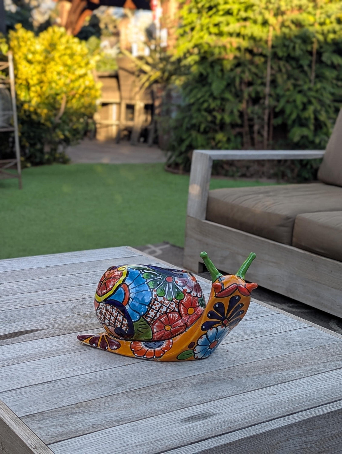 Talavera Snail Planter, Ceramic Mexican Planter Pot for Indoor Home Decor or Outdoor Garden Decor is also Exquisite Hand Painted Yard Art