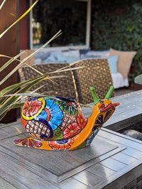 Talavera Snail Planter, Ceramic Mexican Planter Pot for Indoor Home Decor or Outdoor Garden Decor is also Exquisite Hand Painted Yard Art