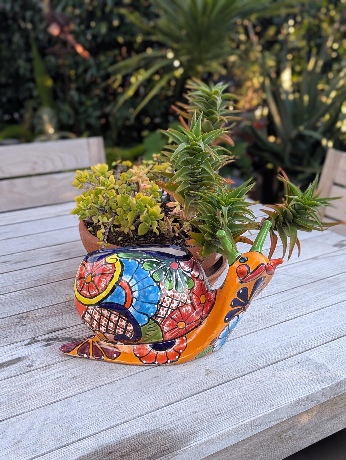 Talavera Snail Planter, Ceramic Mexican Planter Pot for Indoor Home Decor or Outdoor Garden Decor is also Exquisite Hand Painted Yard Art