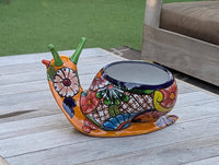 Talavera Snail Planter, Ceramic Mexican Planter Pot for Indoor Home Decor or Outdoor Garden Decor is also Exquisite Hand Painted Yard Art