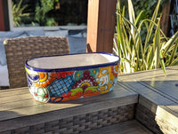 Oval Planter Talavera Pottery, Indoor or Outdoor Flower Pot, Ceramic Mexican Art as Housewarming Gift