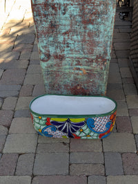 Oval Planter Talavera Pottery, Indoor or Outdoor Flower Pot, Ceramic Mexican Art as Housewarming Gift