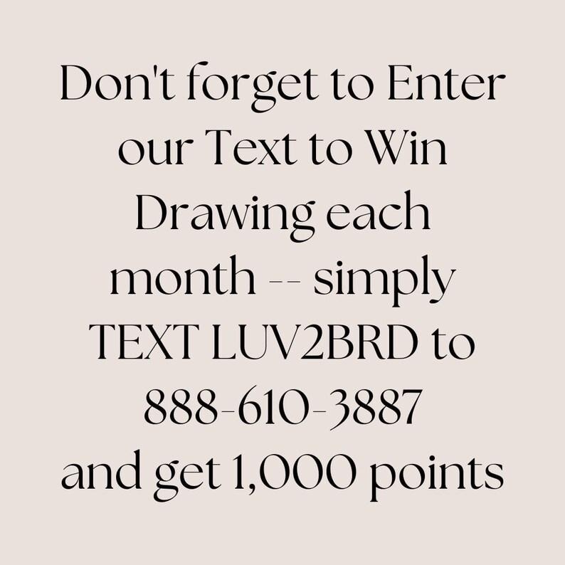 Text message invitation to enter a drawing with contact information on a beige background