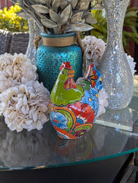 Ceramic Rooster Talavera Pottery Handmade in Mexico, Home Decor and Outdoor Garden or Porch Decor, Yard Art Unique Gift for Chicken Lovers