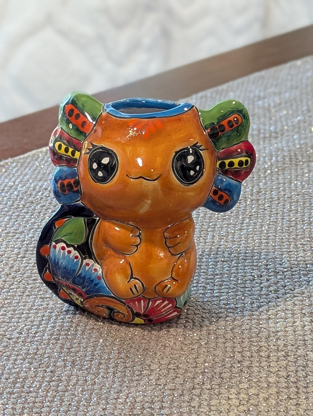 Axolotl Salamander Home Decor | Cute Ceramic Planter for Indoor Decor or Garden Decoration, Talavera Planter Pot is Handmade Mexican Pottery