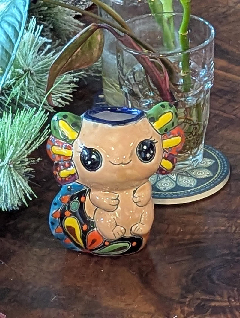 Axolotl Salamander Home Decor | Cute Ceramic Planter for Indoor Decor or Garden Decoration, Talavera Planter Pot is Handmade Mexican Pottery