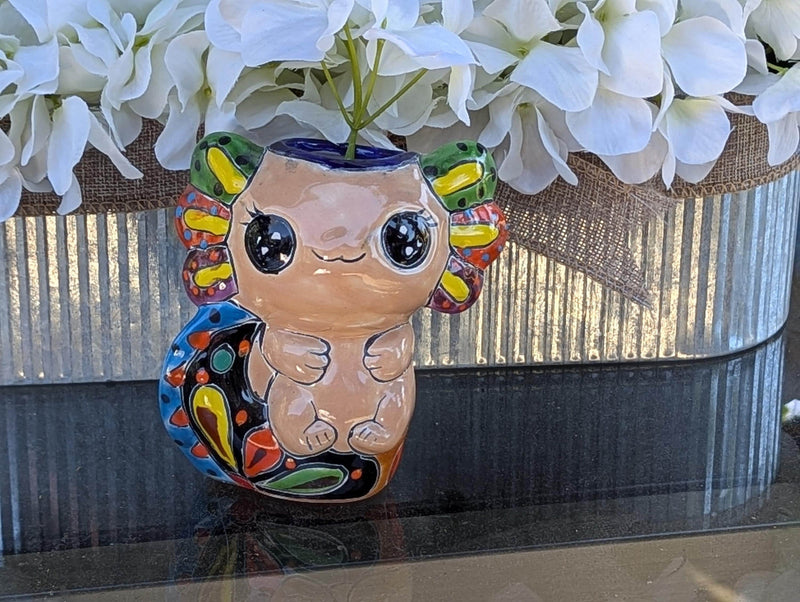 Axolotl Salamander Home Decor | Cute Ceramic Planter for Indoor Decor or Garden Decoration, Talavera Planter Pot is Handmade Mexican Pottery