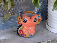 Axolotl Salamander Home Decor | Cute Ceramic Planter for Indoor Decor or Garden Decoration, Talavera Planter Pot is Handmade Mexican Pottery