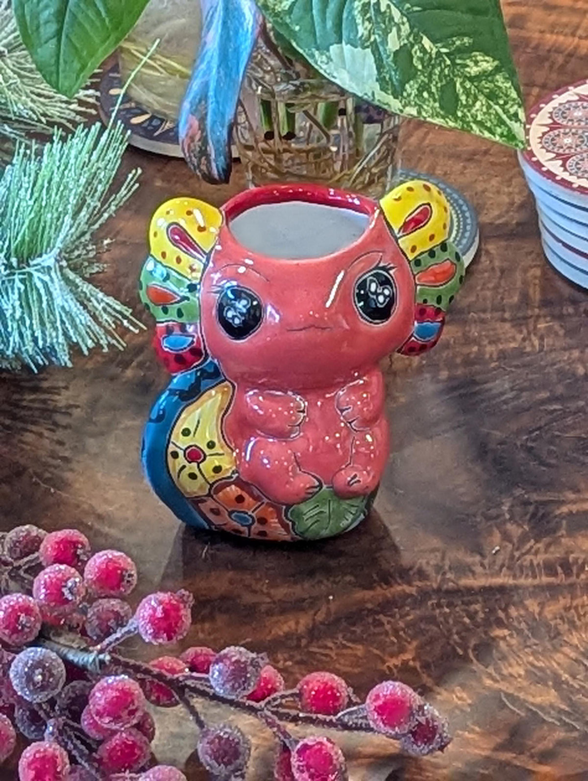 Axolotl Salamander Home Decor | Cute Ceramic Planter for Indoor Decor or Garden Decoration, Talavera Planter Pot is Handmade Mexican Pottery