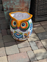 Gorgeous 14 inch Owl Flower Pot Ceramic Planter, Handmade Talavera Pottery is Outdoor Garden Decor or Indoor Home Decor, Unique Gift for Birders