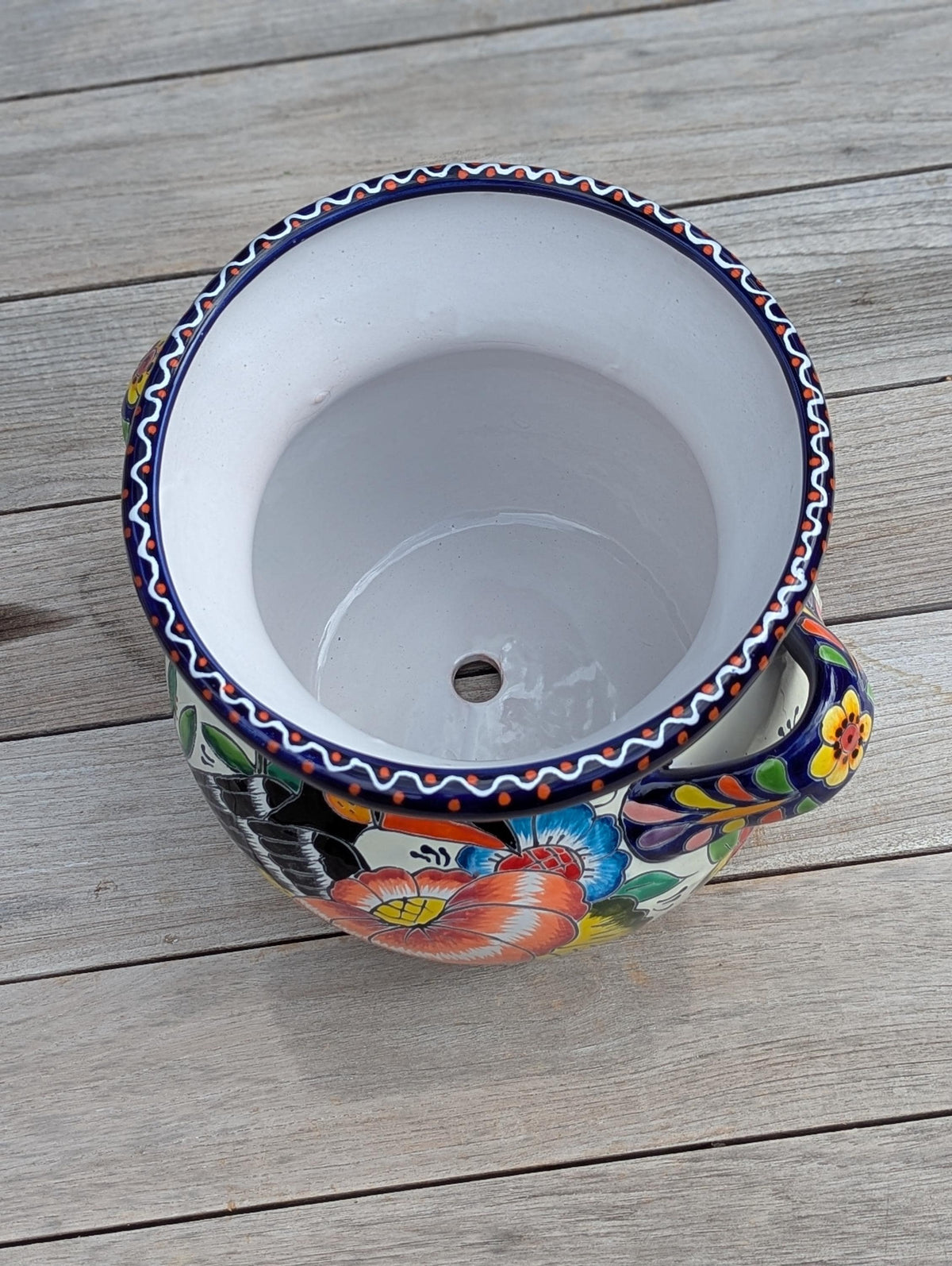 10.5" Round Toucan Planter Ceramic Flower Pot | Handmade Mexican Talavera Pottery is Outdoor Garden Decor or Indoor Home Decor, Unique Gift