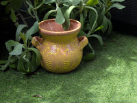 10.5 inch Round Sunburst Planter Ceramic Flower Pot | Handmade Mexican Pottery is Outdoor Garden Decor or Indoor Home Decor, Unique Gift