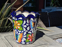 Butterfly Flower Pot | Garden Decor & Yard Art, Ceramic Talavera Planter, Handmade Mexican Pottery, Eye-catching Wavy Decor, Indoor Planter