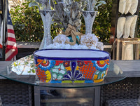 Oval Planter Talavera Pottery, Indoor or Outdoor Flower Pot, Ceramic Mexican Art as Housewarming Gift