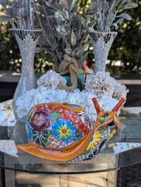 Talavera Snail Planter, Ceramic Mexican Planter Pot for Indoor Home Decor or Outdoor Garden Decor is also Exquisite Hand Painted Yard Art