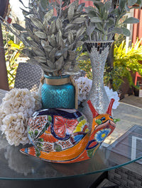 Talavera Snail Planter, Ceramic Mexican Planter Pot for Indoor Home Decor or Outdoor Garden Decor is also Exquisite Hand Painted Yard Art