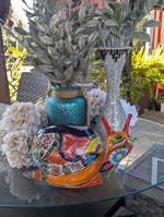 Talavera Snail Planter, Ceramic Mexican Planter Pot for Indoor Home Decor or Outdoor Garden Decor is also Exquisite Hand Painted Yard Art