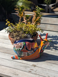 Talavera Snail Planter, Ceramic Mexican Planter Pot for Indoor Home Decor or Outdoor Garden Decor is also Exquisite Hand Painted Yard Art