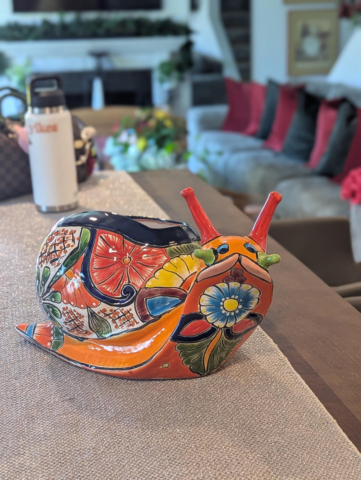 Talavera Snail Planter, Ceramic Mexican Planter Pot for Indoor Home Decor or Outdoor Garden Decor is also Exquisite Hand Painted Yard Art