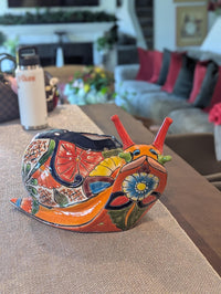 Talavera Snail Planter, Ceramic Mexican Planter Pot for Indoor Home Decor or Outdoor Garden Decor is also Exquisite Hand Painted Yard Art
