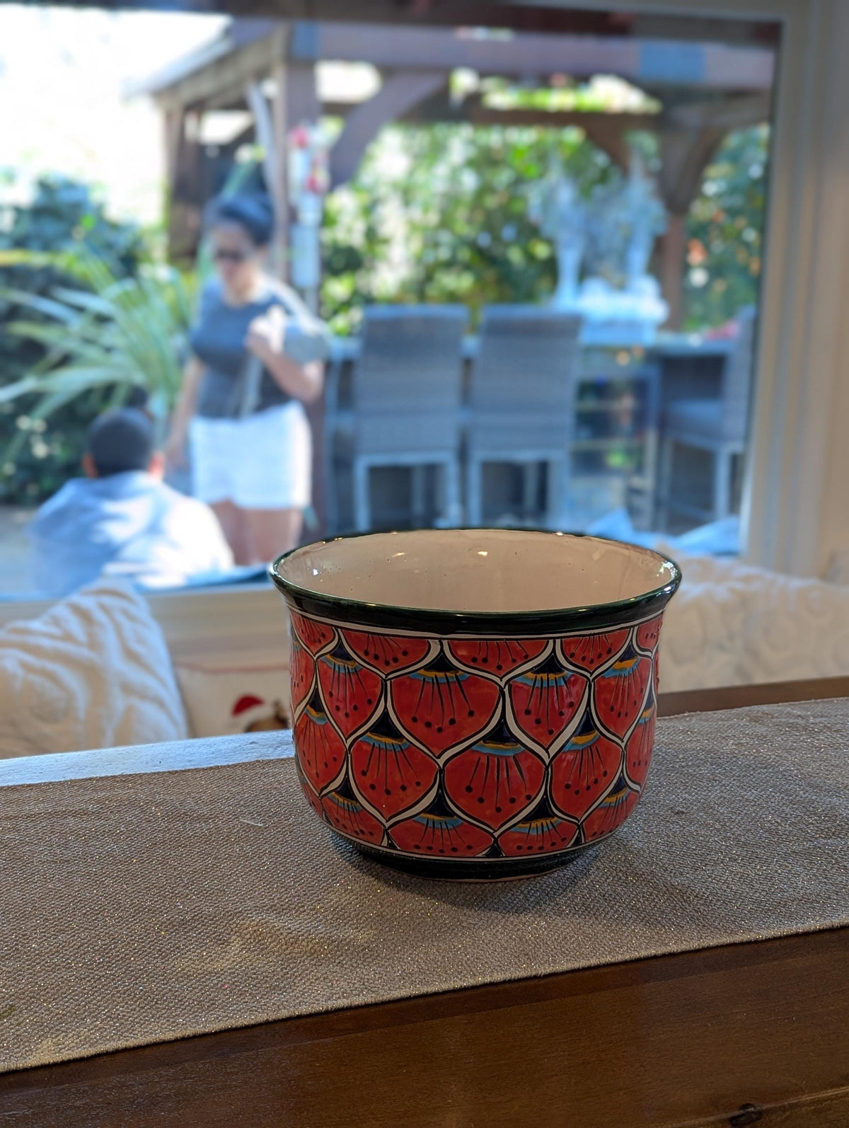 9" Tall Round Flower Pot & Ceramic Planter is Handmade Mexican Talavera Pottery, Garden and Home Decor | Great Housewarming Gift