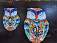 Sleeping Owls Wall Decor | Handmade Mexican Art & Ceramic Talavera Owls Hails from Oaxaca, Mexico and Features 2 Mother Daughter Owls