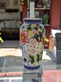 Hummingbird Vase is Exquisite Handmade Mexican Pottery | Decorative Ceramic Floral Vase is Gorgeous Indoor Home Decor or Shelf Decor