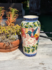 Hummingbird Vase is Exquisite Handmade Mexican Pottery | Decorative Ceramic Floral Vase is Gorgeous Indoor Home Decor or Shelf Decor