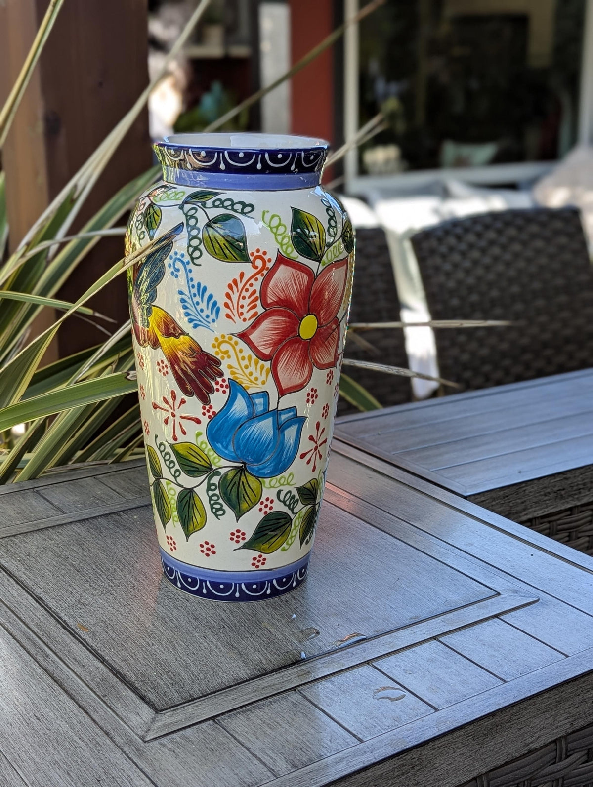 Hummingbird Vase is Exquisite Handmade Mexican Pottery | Decorative Ceramic Floral Vase is Gorgeous Indoor Home Decor or Shelf Decor