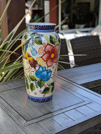 Hummingbird Vase is Exquisite Handmade Mexican Pottery | Decorative Ceramic Floral Vase is Gorgeous Indoor Home Decor or Shelf Decor