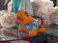 Frog Flower Pot and Ceramic Planter is Talavera Pottery for Indoor Outdoor Use |  Small Mexican Planter Pot