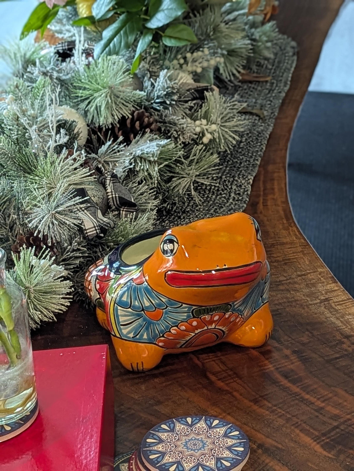 Frog Flower Pot and Ceramic Planter is Talavera Pottery for Indoor Outdoor Use |  Small Mexican Planter Pot