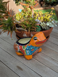 Frog Flower Pot and Ceramic Planter is Talavera Pottery for Indoor Outdoor Use |  Small Mexican Planter Pot