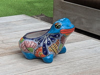 Frog Flower Pot and Ceramic Planter is Handmade Talavera Pottery for Indoor or Outdoor Planter, Small Mexican Planter Pot