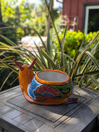 Talavera Snail Planter, Ceramic Mexican Planter Pot for Indoor Home Decor or Outdoor Garden Decor is also Exquisite Hand Painted Yard Art