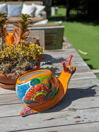 Talavera Snail Planter, Ceramic Mexican Planter Pot for Indoor Home Decor or Outdoor Garden Decor is also Exquisite Hand Painted Yard Art