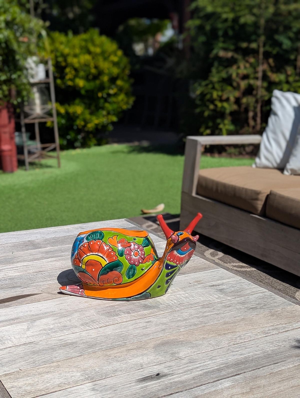 Talavera Snail Planter, Ceramic Mexican Planter Pot for Indoor Home Decor or Outdoor Garden Decor is also Exquisite Hand Painted Yard Art