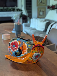 Talavera Snail Planter, Ceramic Mexican Planter Pot for Indoor Home Decor or Outdoor Garden Decor is also Exquisite Hand Painted Yard Art