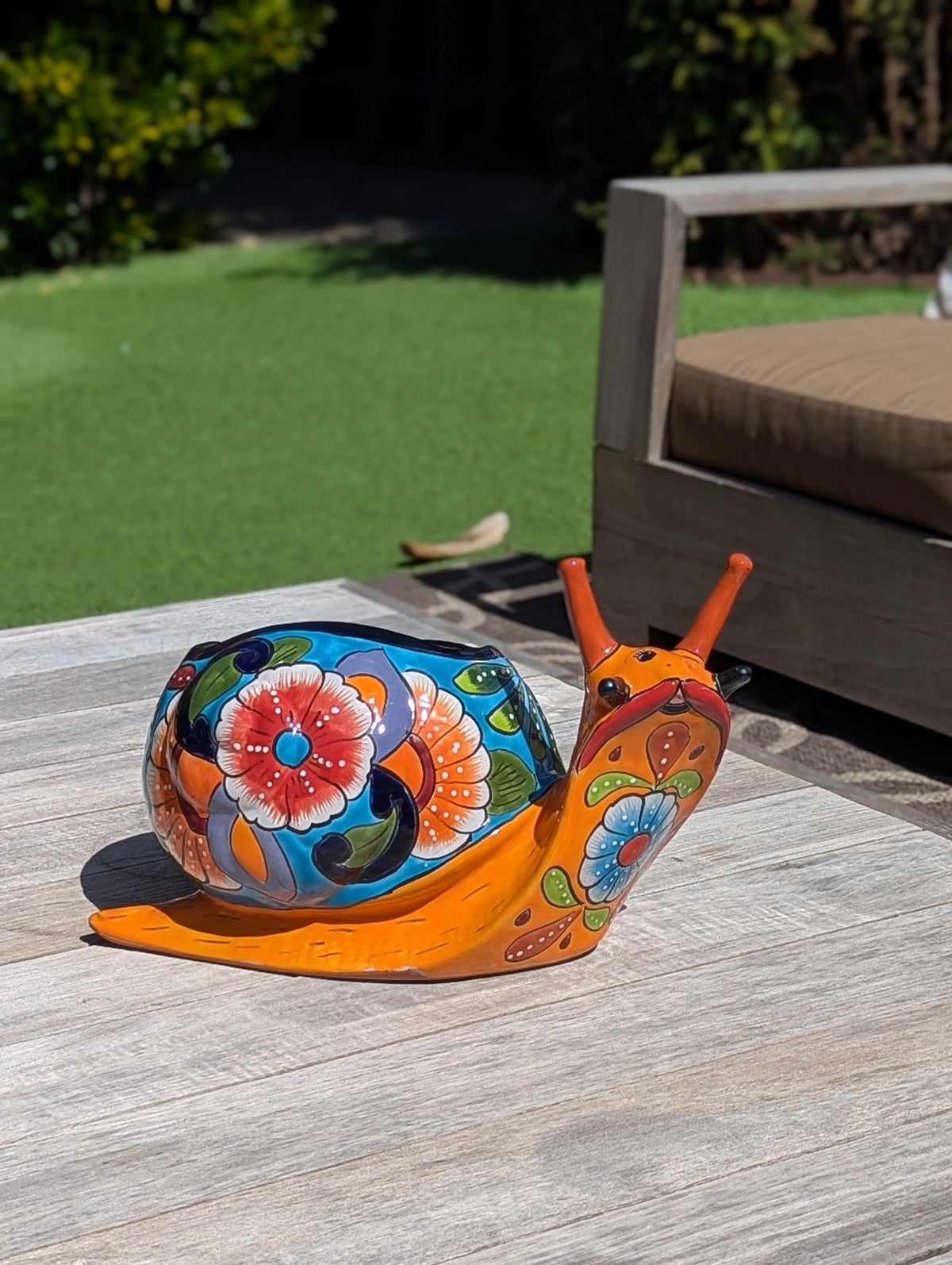 Talavera Snail Planter, Ceramic Mexican Planter Pot for Indoor Home Decor or Outdoor Garden Decor is also Exquisite Hand Painted Yard Art