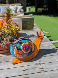 Talavera Snail Planter, Ceramic Mexican Planter Pot for Indoor Home Decor or Outdoor Garden Decor is also Exquisite Hand Painted Yard Art