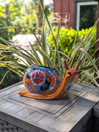 Talavera Snail Planter, Ceramic Mexican Planter Pot for Indoor Home Decor or Outdoor Garden Decor is also Exquisite Hand Painted Yard Art