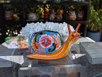 Talavera Snail Planter, Ceramic Mexican Planter Pot for Indoor Home Decor or Outdoor Garden Decor is also Exquisite Hand Painted Yard Art
