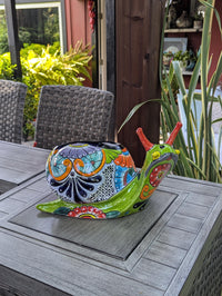 Talavera Snail Planter, Ceramic Mexican Planter Pot for Indoor Home Decor or Outdoor Garden Decor is also Exquisite Hand Painted Yard Art