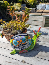 Talavera Snail Planter, Ceramic Mexican Planter Pot for Indoor Home Decor or Outdoor Garden Decor is also Exquisite Hand Painted Yard Art
