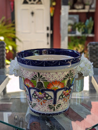 10.5" Round Ceramic Planter is Exquisite Handmade Mexican Pottery - Use as Outdoor Garden Decor, Indoor Home Decor, Flower Pot Centerpiece