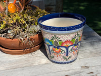 10.5" Round Ceramic Planter is Exquisite Handmade Mexican Pottery - Use as Outdoor Garden Decor, Indoor Home Decor, Flower Pot Centerpiece