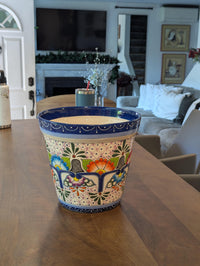 10.5" Round Ceramic Planter is Exquisite Handmade Mexican Pottery - Use as Outdoor Garden Decor, Indoor Home Decor, Flower Pot Centerpiece